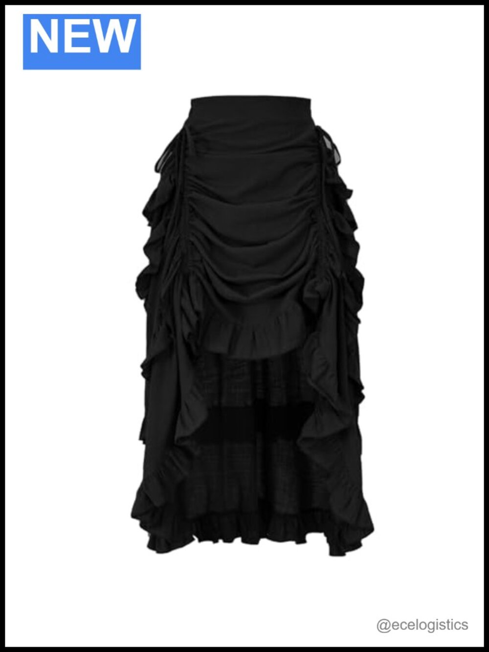 Gothic High Low Ruffle Skirt Steampunk Pirate Renaissance